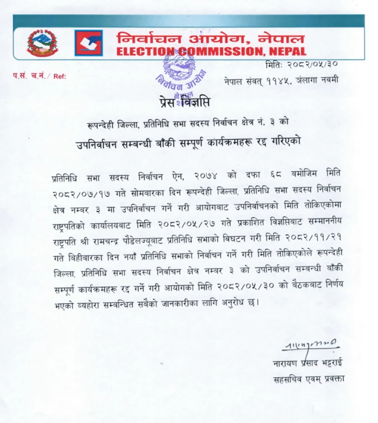 रुपन्देही ३ को उपनिर्वाचन रद्द 1 1000009239